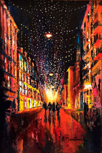 The lights of a small town painting by Olha Hnatiuk