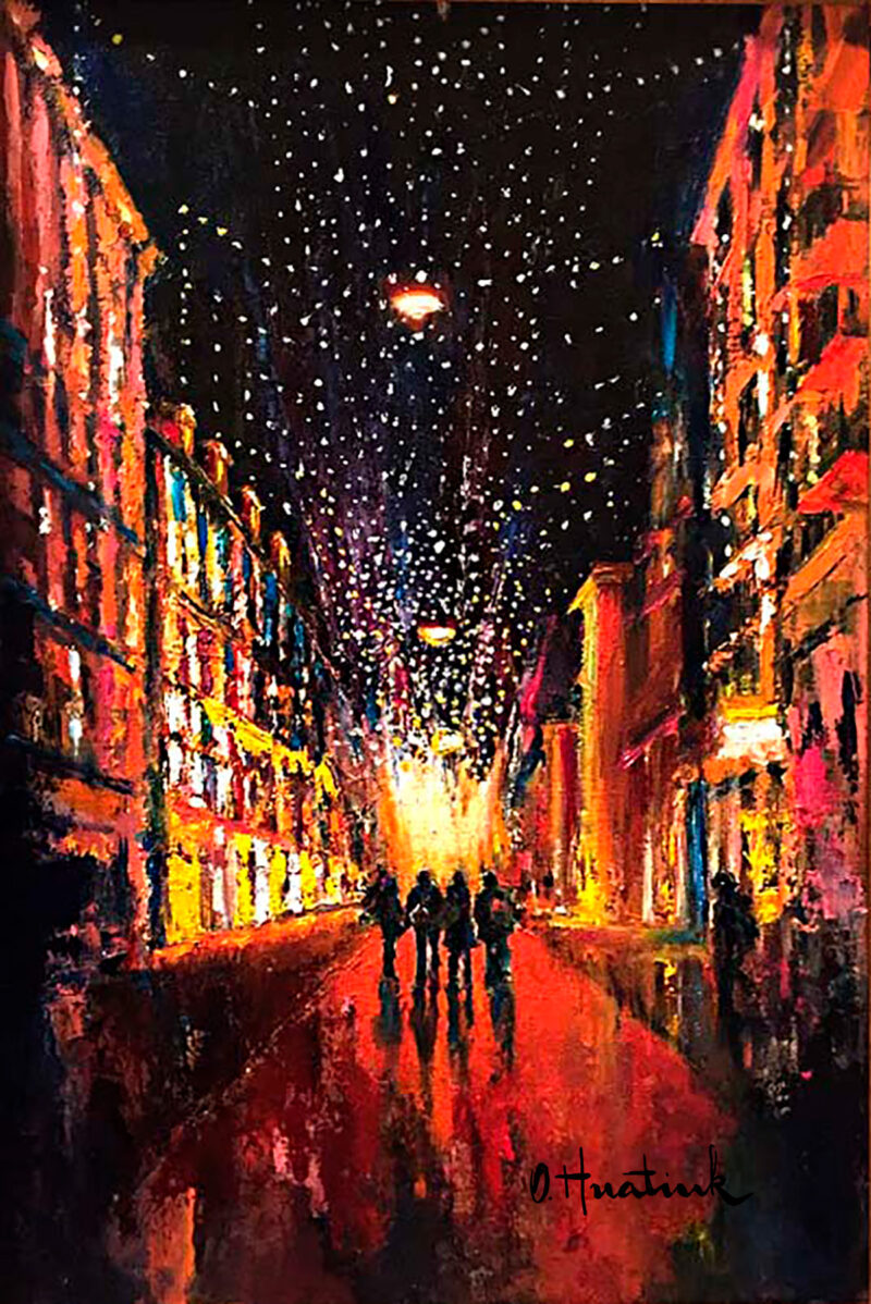 The lights of a small town painting by Olha Hnatiuk