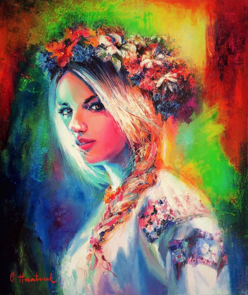 Ukrainian girl painting by Olha Hnatiuk