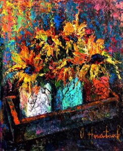 Sunbeams box painting by Olha Hnatiuk