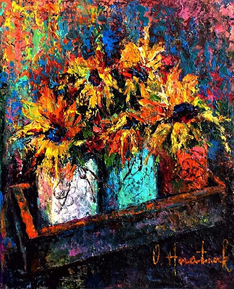 Sunbeams box painting by Olha Hnatiuk