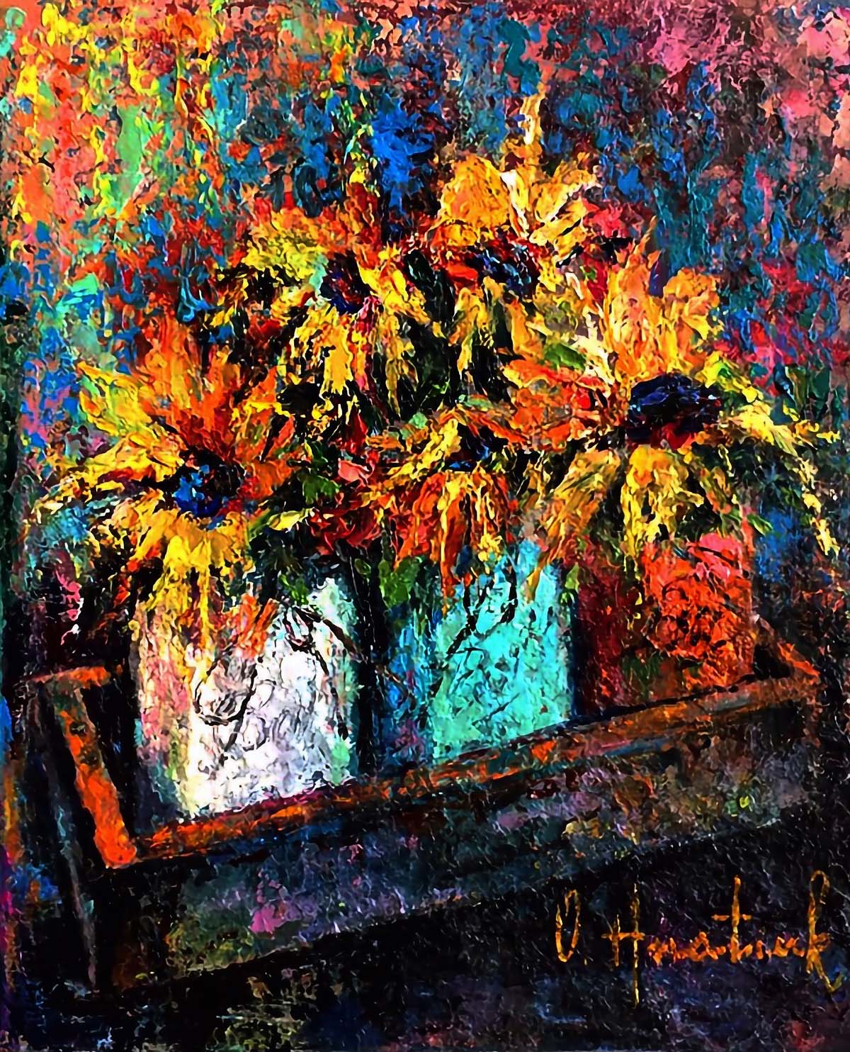 Sunbeams box painting by Olha Hnatiuk