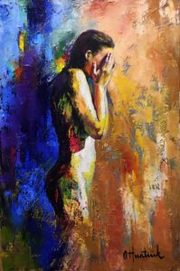 Overcoming embarrassment painting by Olha Hnatiuk