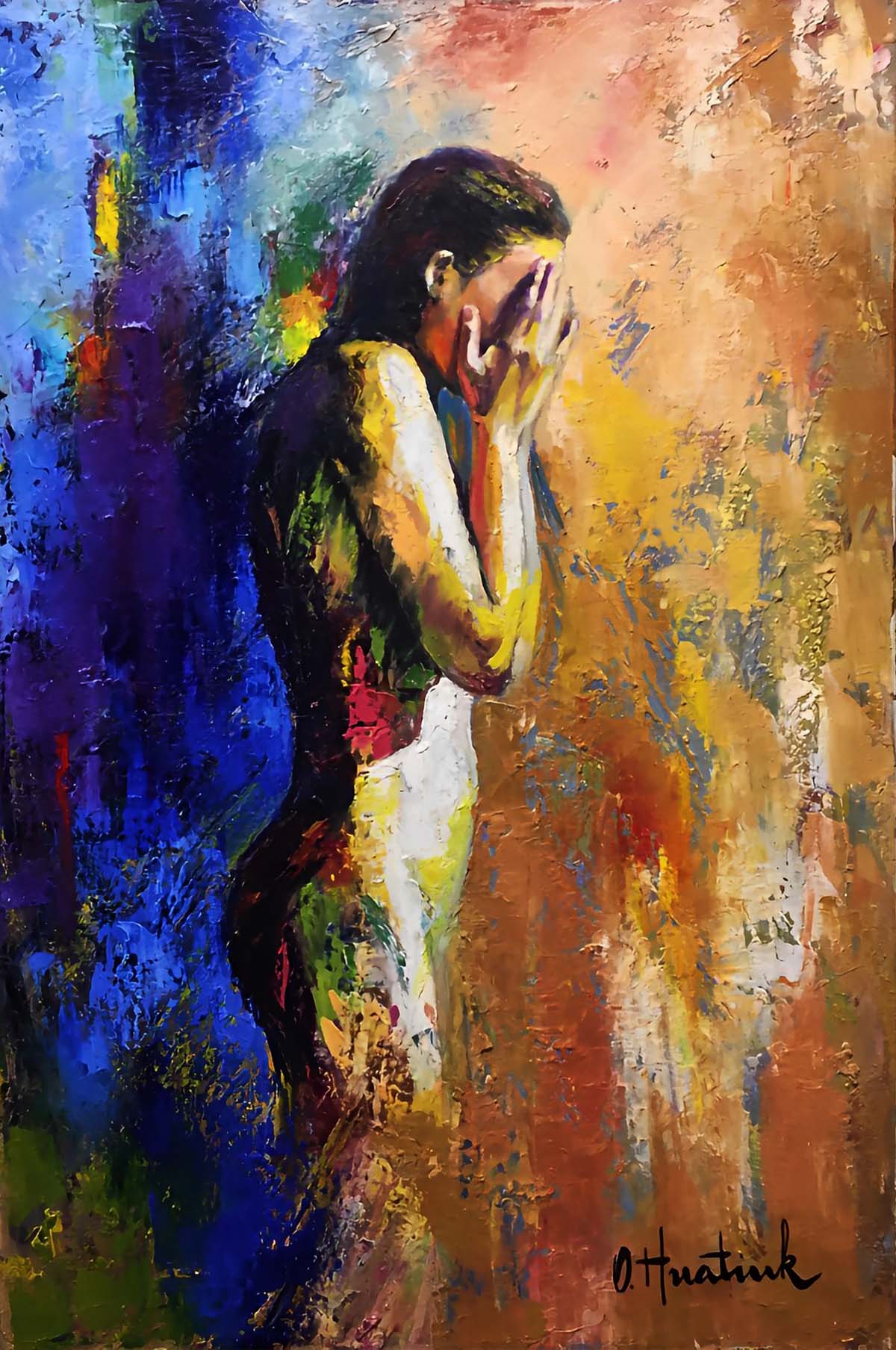 Overcoming embarrassment painting by Olha Hnatiuk