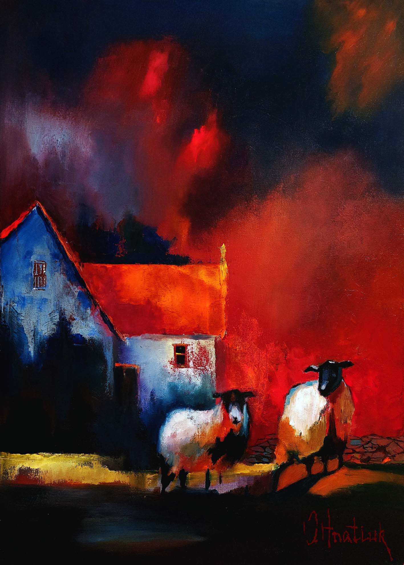 Counting Sheep Is So Last Night painting by Olha Hnatiuk