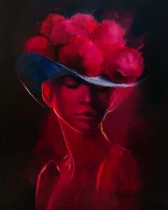 Trying on Life in Germany painting by Olha Hnatiuk